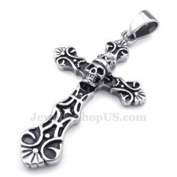 Collana Con Ciondolo A Croce In Titanio Con Teschio (Catena Gratuita)