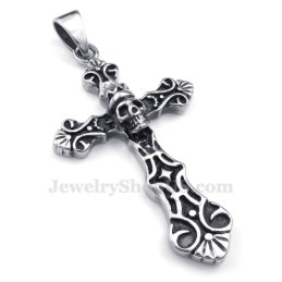 Collana Con Ciondolo A Croce In Titanio Con Teschio (Catena Gratuita)