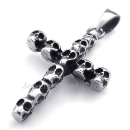 Collana Con Ciondolo A Croce Con Teschio In Titanio (Catena Gratuita)