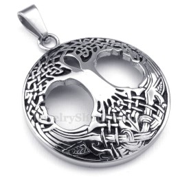 Collana Con Ciondolo Celtico Dell'Albero Della Vita In Titanio (Catena Libera)