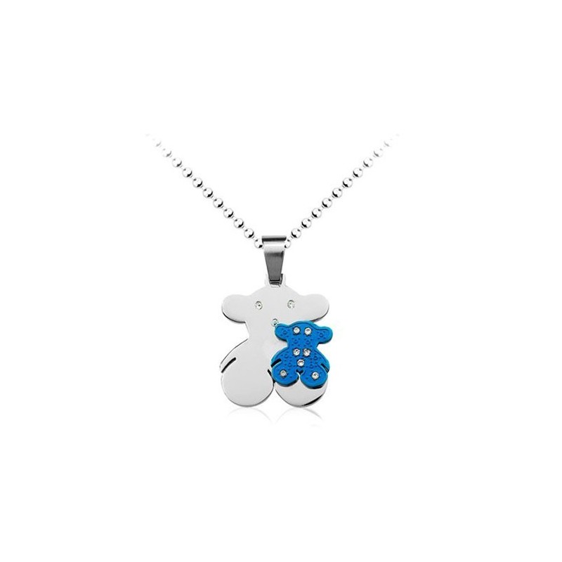 Ciondolo Tous In Titanio Blu E Argento Sweetheart - Catena Gratuita Ciondolo Tous In Titanio Blu E Argento Sweetheart - Catena Gratuita
