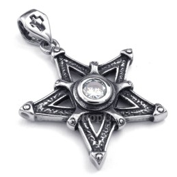 Collana Con Ciondolo A Forma Di Stella In Titanio E Zircone Bianco (Catena Libera)