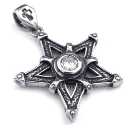 Collana Con Ciondolo A Forma Di Stella In Titanio E Zircone Bianco (Catena Libera)