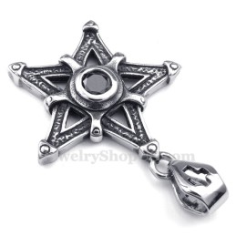 Collana Con Ciondolo A Forma Di Stella In Titanio E Zircone Nero (Catena Libera)
