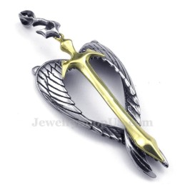 Collana Con Ciondolo A Croce In Titanio E Oro Wings (Catena Gratuita)