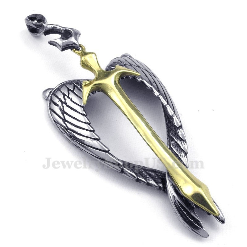 Collana Con Ciondolo A Croce In Titanio E Oro Wings (Catena Gratuita) Collana Con Ciondolo A Croce In Titanio E Oro Wings (Catena Gratuita)