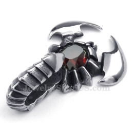 Collana Con Ciondolo Scorpione In Titanio E Zircone Rosso (Catena Libera)
