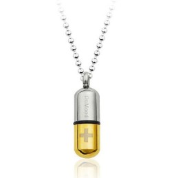 Nuovo Stile, Ciondolo In Titanio Con Capsula Apribile Dorata - Catena Gratuita