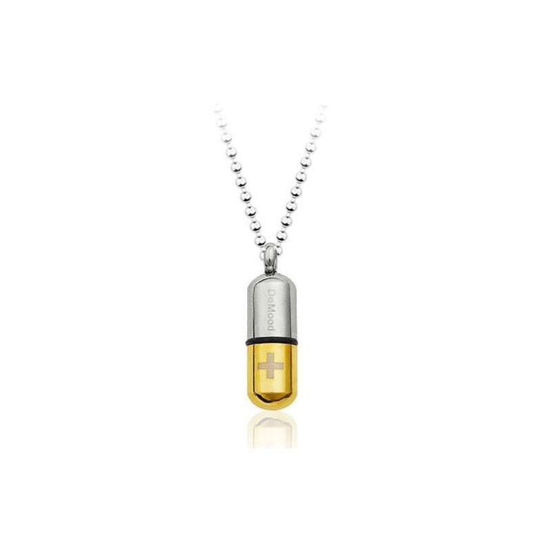 Nuovo Stile, Ciondolo In Titanio Con Capsula Apribile Dorata - Catena Gratuita Nuovo Stile, Ciondolo In Titanio Con Capsula Apribile Dorata - Catena Gratuita
