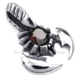 Collana Con Ciondolo Scorpione In Titanio E Zircone Rosso (Catena Libera)