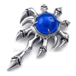 Collana Con Ciondolo A Forma Di Artiglio In Titanio E Zircone Blu (Catena Libera)
