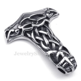 Collana Con Ciondolo A Forma Di Martello Di Thor In Titanio Con Teschio (Catena Libera)