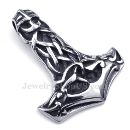 Collana Con Ciondolo A Forma Di Martello Di Thor In Titanio Con Teschio (Catena Libera)