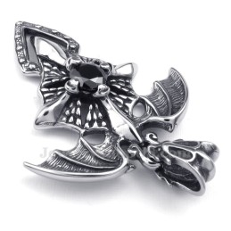 Collana Con Ciondolo Pterosauro In Titanio E Zircone Nero (Catena Libera)