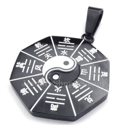 Collana Con Ciondolo In Titanio Con Otto Diagrammi Neri (Catena Gratuita)