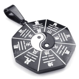 Collana Con Ciondolo In Titanio Con Otto Diagrammi Neri (Catena Gratuita)