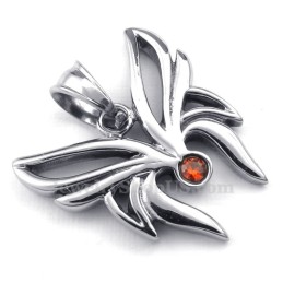 Collana Con Ciondolo A Farfalla In Titanio E Zircone Rosso (Catena Libera)