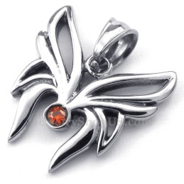 Collana Con Ciondolo A Farfalla In Titanio E Zircone Rosso (Catena Libera)