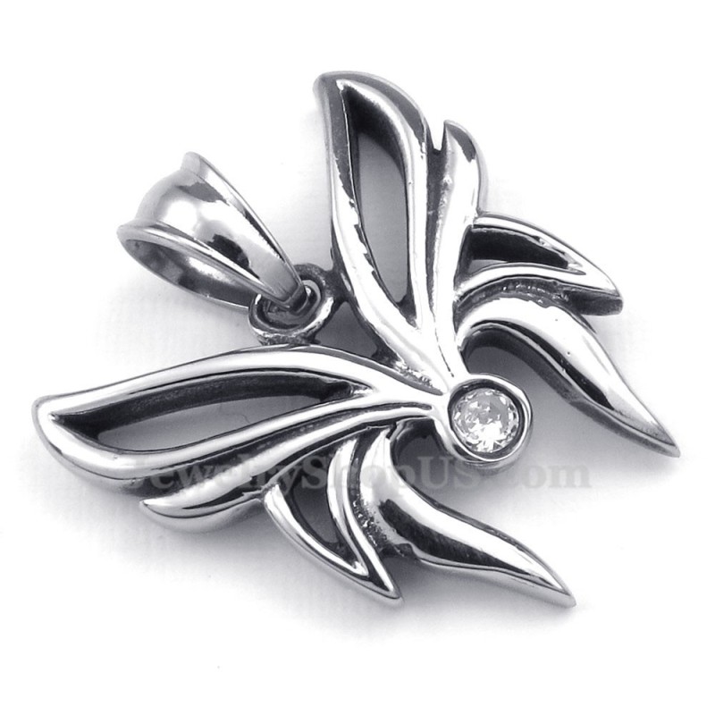 Collana Con Ciondolo A Farfalla In Titanio E Zircone Bianco (Catena Libera) Collana Con Ciondolo A Farfalla In Titanio E Zircone Bianco (Catena Libera)
