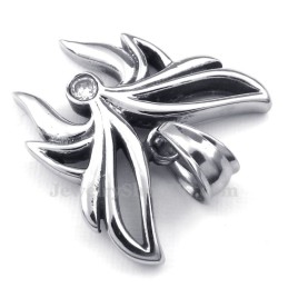 Collana Con Ciondolo A Farfalla In Titanio E Zircone Bianco (Catena Libera)