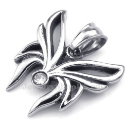 Collana Con Ciondolo A Farfalla In Titanio E Zircone Bianco (Catena Libera)