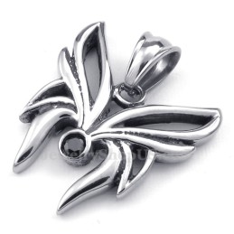 Collana Con Ciondolo A Farfalla In Titanio E Zircone Nero (Catena Libera)