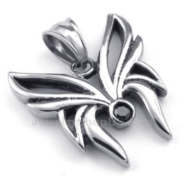 Collana Con Ciondolo A Farfalla In Titanio E Zircone Nero (Catena Libera)