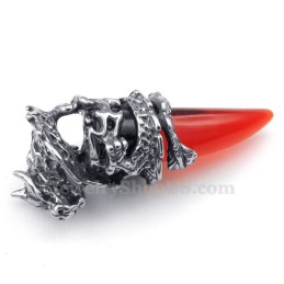 Collana Con Ciondolo A Forma Di Dente Di Drago In Titanio Rosso (Catena Gratuita)