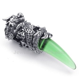 Collana Con Ciondolo A Forma Di Dente Di Drago In Titanio Verde (Catena Libera)