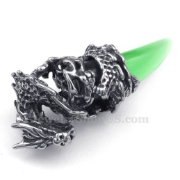 Collana Con Ciondolo A Forma Di Dente Di Drago In Titanio Verde (Catena Libera)