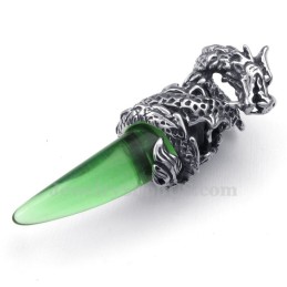 Collana Con Ciondolo A Forma Di Dente Di Drago In Titanio Verde (Catena Libera)