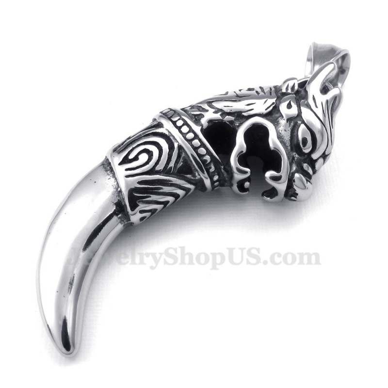 Collana Con Ciondolo A Forma Di Dente Di Drago In Titanio (Catena Gratuita) Collana Con Ciondolo A Forma Di Dente Di Drago In Titanio (Catena Gratuita)