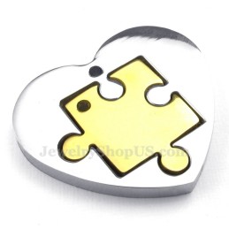 Collana Con Ciondolo A Forma Di Cuore In Titanio Per Coppie In Oro (Catena Libera) (Un Paio)