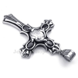Collana Con Ciondolo A Croce In Titanio Con Zircone Bianco (Catena Libera)