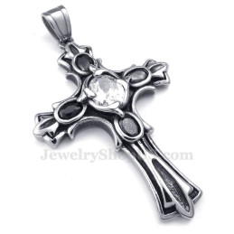 Collana Con Ciondolo A Croce In Titanio Con Zircone Bianco (Catena Libera)