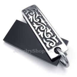 Collana Con Ciondolo In Pietra Nera In Titanio (Catena Libera)