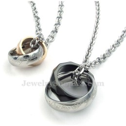 Collana Con Ciondolo A Doppio Anello Intrecciato In Titanio (Catena Libera) (Un Paio)