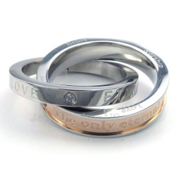 Collana Con Ciondolo Per Coppie Con Anelli Intrecciati In Titanio Worship Love (Catena Gratuita) (Un Paio)
