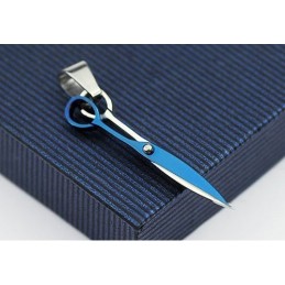 Ciondolo In Titanio Con Forbici Blu Alla Moda - Catena Gratuita