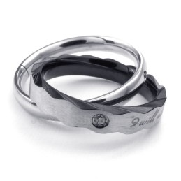Collana Con Ciondolo Di Coppia In Titanio Bicolore (Catena Libera) (Un Paio)
