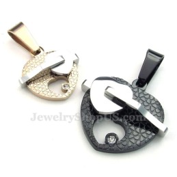 Collana Con Ciondolo A Doppio Cuore In Titanio (Catena Libera)