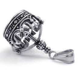 Collana Con Ciondolo In Titanio Con Corona Imperiale (Catena Libera)