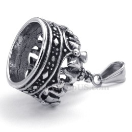 Collana Con Ciondolo In Titanio Con Corona Imperiale (Catena Libera)
