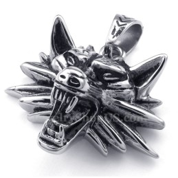 Collana Con Ciondolo A Forma Di Lupo In Titanio (Catena Libera)