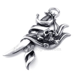 Collana Con Ciondolo A Forma Di Coltello In Titanio Con Teschio (Catena Libera)