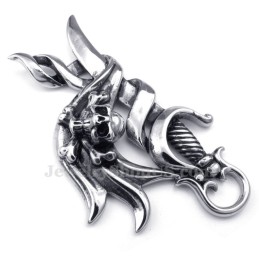Collana Con Ciondolo A Forma Di Coltello In Titanio Con Teschio (Catena Libera)