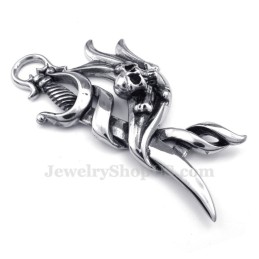 Collana Con Ciondolo A Forma Di Coltello In Titanio Con Teschio (Catena Libera)