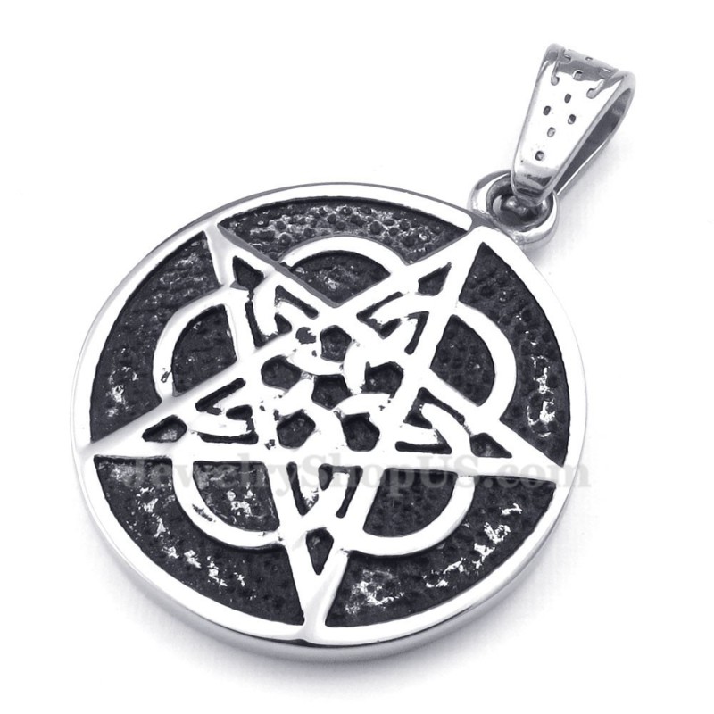 Collana Con Ciondolo A Stella A Cinque Punte In Titanio (Catena Gratuita)