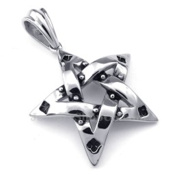 Collana Con Ciondolo A Stella A Cinque Punte In Titanio (Catena Libera)