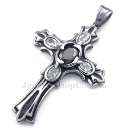 Collana Con Ciondolo A Croce In Zircone E Titanio (Catena Libera)